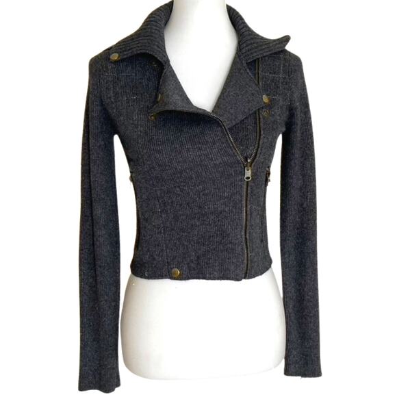 Y2K Twelfth Street by Cynthia Vincent Street Cropped Moto Sweater Sz. P/XS - Picture 1 of 5